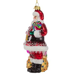 Стеклянная елочная игрушка Санта Клаус -  Presente di Sulmona 18 см, подвеска Kurts Adler фото 4