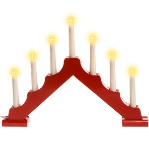 Светильник-горка Норвегия большой 39*30 см красный, 7 теплых белых LED ламп, батарейка Snowhouse фото 2