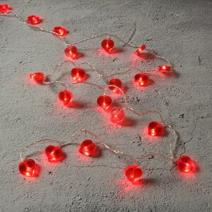 Электрогирлянда Сердечки 20 красных микроламп 2 м, прозрачный ПВХ, IP20 Snowhouse фото 2