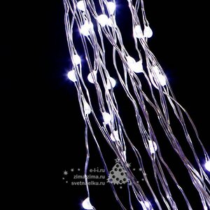 Светодиодная гирлянда на проволоке Роса 100 холодных белых MINILED ламп 10 м, серебряная проволока BEAUTY LED фото 2
