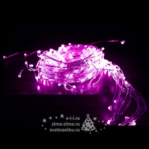 Гирлянда Лучи Росы 10*1 м, 125 розовых MINILED ламп, серебряная проволока BEAUTY LED фото 2