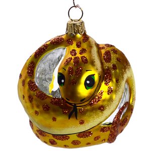 Стеклянный елочный шар Змея в Клубке 7 см золотой Фабрика Елочка фото 1