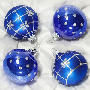 Набор стеклянных елочных шаров Классик 6 см, 4 шт синий Фабрика Елочка фото 1