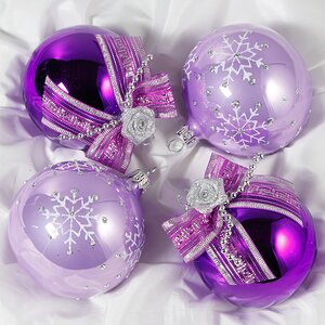 Набор стеклянных елочных шаров Романтика 7 см, 4 шт фиолетовый Фабрика Елочка фото 1