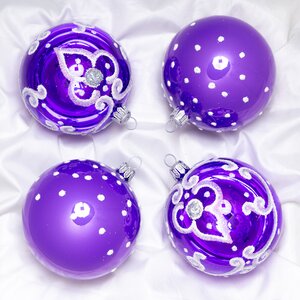 Набор стеклянных елочных шаров Кудесник 7 см, 4 шт фиолетовый Фабрика Елочка фото 1
