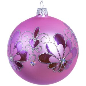 Стеклянный елочный шар Веер 9 см розовый Фабрика Елочка фото 1