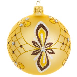 Стеклянный елочный шар Янтарь 9 см золотой Фабрика Елочка фото 1