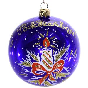 Стеклянный елочный шар С Рождеством 9 см фиолетовый Фабрика Елочка фото 1