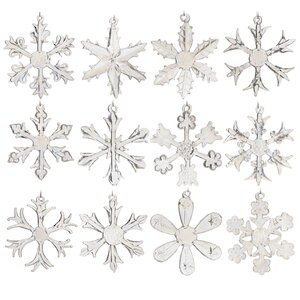 Набор стеклянных елочных игрушек Снежинки Tridentum 5 см, 10 шт, подвеска, уцененный Kurts Adler фото 1