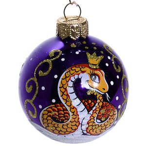 Стеклянный елочный шар Зодиак - Змея 6 см фиолетовый Фабрика Елочка фото 1