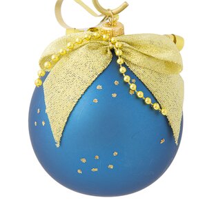 Стеклянный елочный шар Подарок 8 см синий Фабрика Елочка фото 1