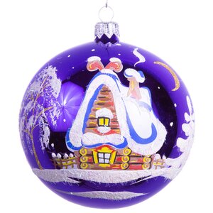 Стеклянный елочный шар Ночь перед Рождеством 9 см фиолетовый Фабрика Елочка фото 1