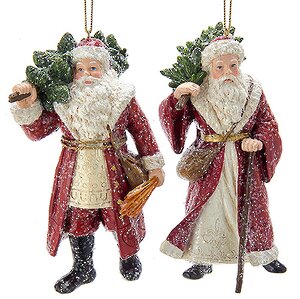 Елочное украшение Добрый Санта с Елочкой и посохом 12 см, подвеска Kurts Adler фото 2