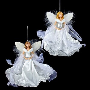 Елочное украшение Белоснежный Ангел блондинка 23 см, подвеска Kurts Adler фото 2