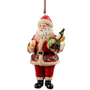 Елочное украшение Санта с бутылкой вина стоячий, 12 см, подвеска Kurts Adler фото 1