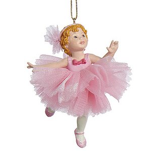 Елочное украшение Малышка-Балерина в светло-розовой юбке 9 см, подвеска Kurts Adler фото 1