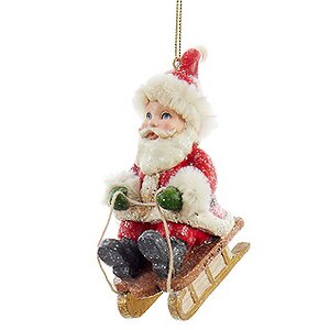 Елочная игрушка Санта - Спортсмен на санках 10 см, подвеска Kurts Adler фото 1