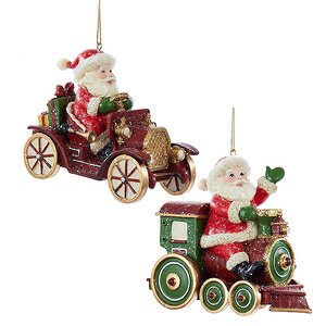 Елочная игрушка Санта-путешественник на паровозе 10 см, подвеска Kurts Adler фото 2
