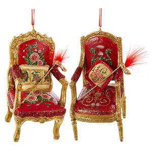 Елочная игрушка Венецианское красное кресло с розами 11 см, подвеска Kurts Adler фото 2