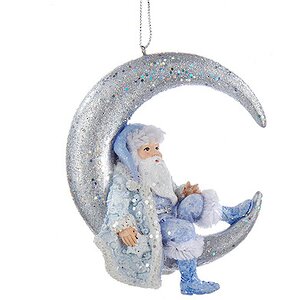 Елочная игрушка Санта на Месяце в профиль, 11 см, подвеска Kurts Adler фото 1