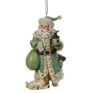 Елочная игрушка Санта со Скворечником Спешит на Праздник 11 см, подвеска Kurts Adler фото 1