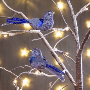 Елочное украшение Птичка Невеличка 14 см синяя, 2 шт, клипса Koopman фото 1