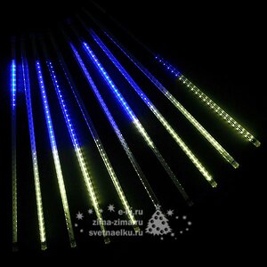 Светодиодная гирлянда Тающие Сосульки 10*0.5 м, 720 холодных белых/синих LED ламп, черный ПВХ, 10 м, 12V, IP44 BEAUTY LED фото 2