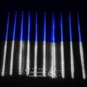 Светодиодная гирлянда Тающие Сосульки 10*0.8 м, 720 холодных белых/синих LED ламп, черный ПВХ, 10 м, IP44 BEAUTY LED фото 1