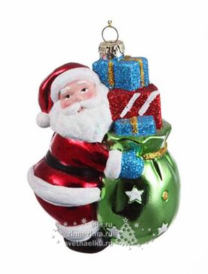 Елочная игрушка Санта с Подарками 13 см, подвеска Царь Елка фото 1
