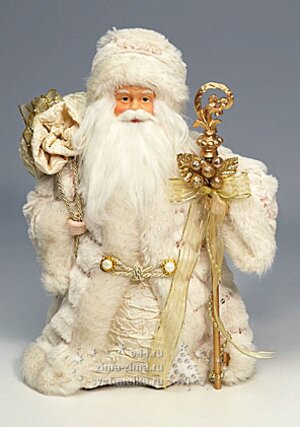 Дед Мороз бело-золотой, 32 см