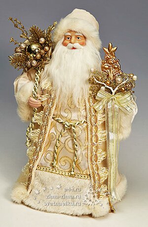Дед Мороз бело-золотой, 43см