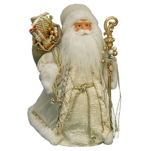 Дед Мороз в белой шубе с золотым узором, 30 см Holiday Classics фото 2