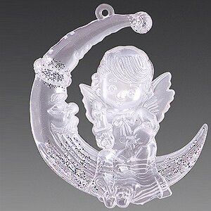 Елочная игрушка Небесный Ангелочек на Месяце 8*7 см прозрачный,  подвеска Holiday Classics фото 2
