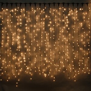 Световой Дождь 2.5*1.5 м, 300 теплых белых микроламп, черный ПВХ, соединяемый Holiday Classics фото 1