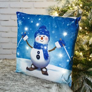 Новогодняя подушка с лампочками Barnaby Frosty 45*45 см, на батарейках Peha фото 1