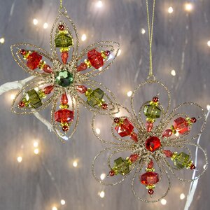Елочное украшение Снежинка Цветочная Радуга 13 см, подвеска Kurts Adler фото 2