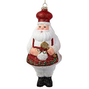 Елочная игрушка Санта - Веселый Повар в Белом сюртуке 18 см, подвеска Kurts Adler фото 1