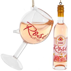 Набор стеклянных елочных игрушек Вино Rose - Cotes de Provence 10-11 см, 2 шт, подвеска Kurts Adler фото 1