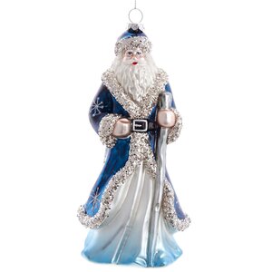 Стеклянная елочная игрушка Дед Мороз с Магическим Посохом 22 см, подвеска Kurts Adler фото 1