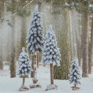 Настольная елка Canadian заснеженная 80 см с натуральным стволом, ПВХ Decorland фото 4
