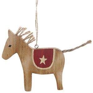 Деревянная елочная игрушка Лошадка Кантри 16 см, подвеска Koopman фото 1
