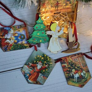Набор елочных игрушек Vintage Christmas: Канун Рождества 5-10 см, 6 шт, подвеска МанузинЪ фото 1
