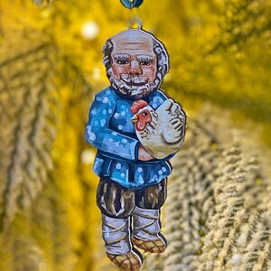 Елочная игрушка Дедушка - Сказка о Курочке Рябе 10 см, подвеска МанузинЪ фото 1