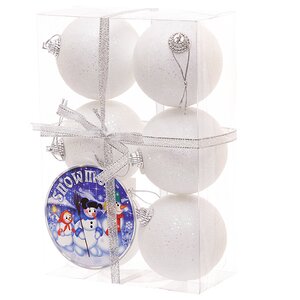 Набор пластиковых шаров 6 см белый, 6 шт, Snowmen Snowmen фото 1