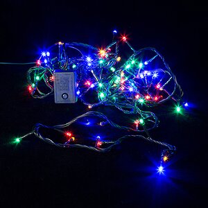 Светодиодная гирлянда для дома 100 разноцветных LED ламп 6 м, зеленый ПВХ, контроллер, IP20 MOROZCO фото 1