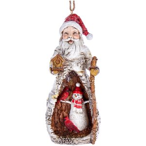 Елочная игрушка Санта Клаус - Хранитель Леса 12 см с посохом и скворечником, подвеска Kurts Adler фото 1