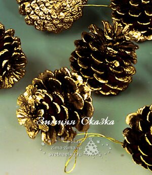 Шишки в золотой гамме 4 см, 12 шт Snowmen фото 1