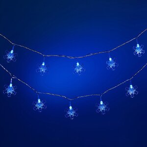 Светодиодная гирлянда Снежинки 24 синих LED лампы 6.3 м, прозрачный ПВХ Snowmen фото 1