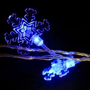 Светодиодная гирлянда Снежинки 24 синих LED лампы 6.3 м, прозрачный ПВХ Snowmen фото 2