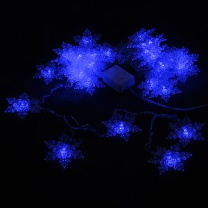 Светодиодная гирлянда Снежинки 36 синих LED ламп 5.8 м, прозрачный ПВХ, контроллер, IP20 Snowmen фото 2